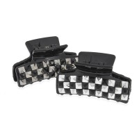 Заколка-краб для волос пластиковая со стразами (10078) вариант упаковка 6шт