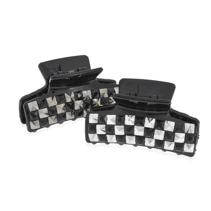 Заколка-краб для волос пластиковая со стразами (10078) вариант упаковка 6шт