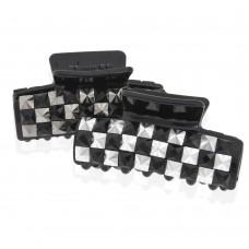 Заколка-краб для волос пластиковая со стразами (10079) вариант упаковка 6шт