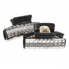 Заколка-краб для волос пластиковая со стразами (10082) вариант упаковка 6шт