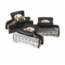 Заколка-краб для волос пластиковая со стразами (10087) вариант упаковка 6шт