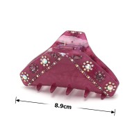 Заколка-краб для волос из французского пластика со стразами (10090) вариант 04