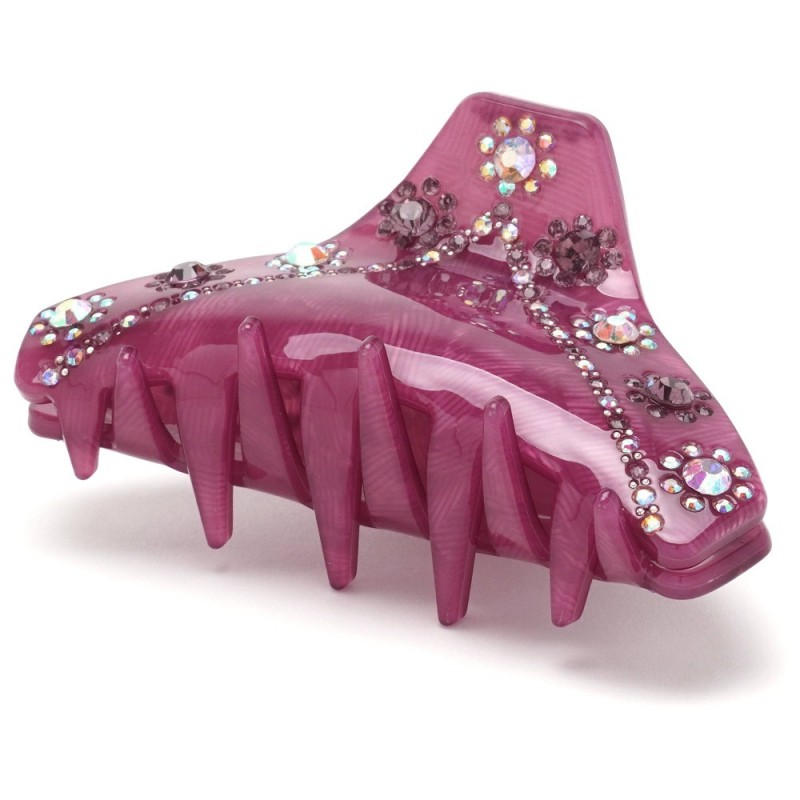 Заколка-краб для волос из французского пластика со стразами (10090) вариант 04