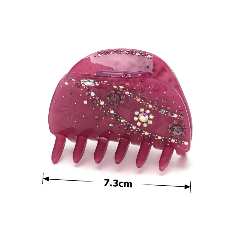 Заколка-краб для волос из французского пластика со стразами (10094) вариант 01