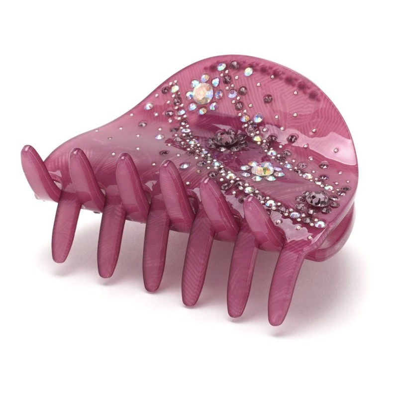 Заколка-краб для волос из французского пластика со стразами (10094) вариант 01