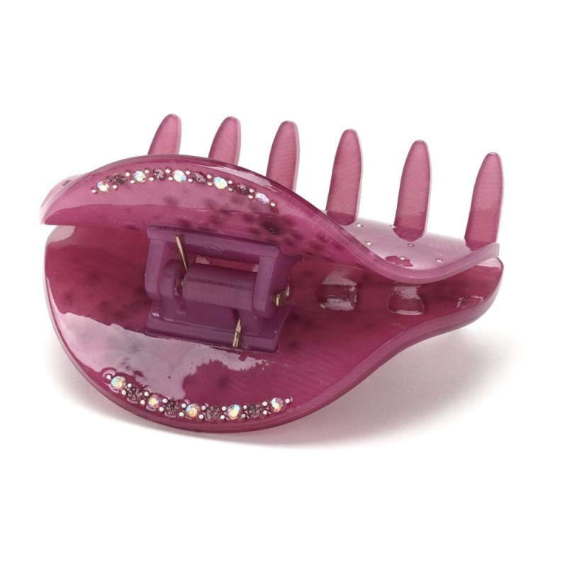 Заколка-краб для волос из французского пластика со стразами (10094) вариант 01