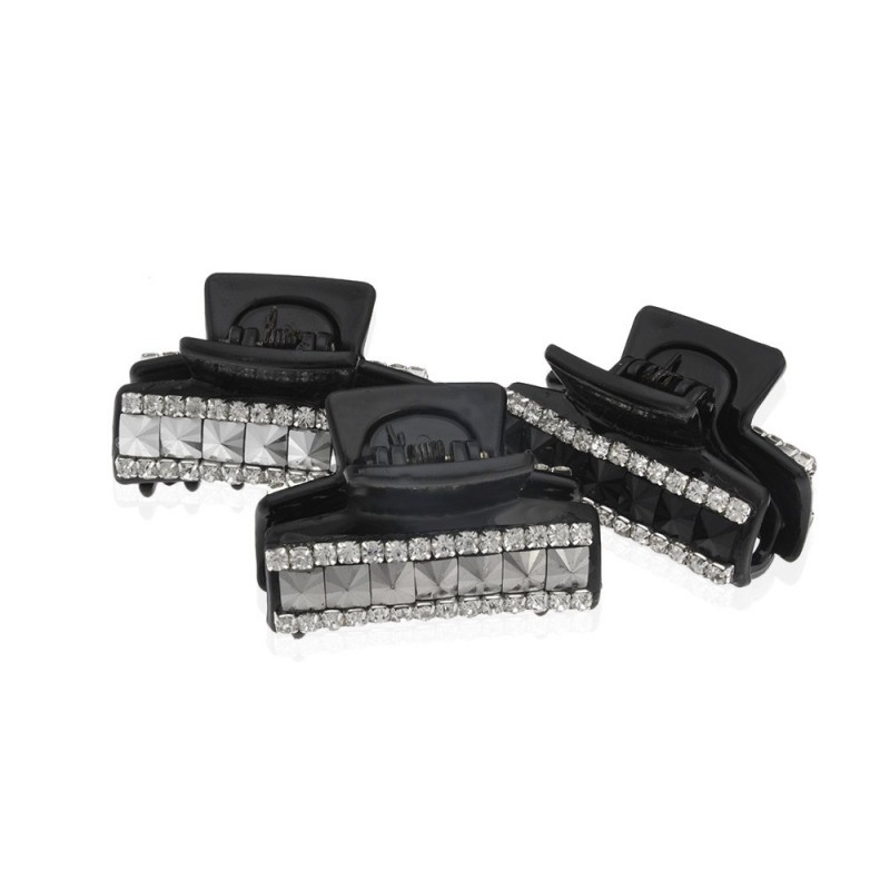 Заколка-краб для волос пластиковая со стразами (10144) вариант упаковка 6шт