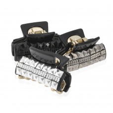 Заколка-краб для волос пластиковая со стразами (10559) вариант упаковка 6шт