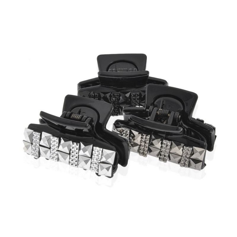 Заколка-краб для волос пластиковая со стразами (10560) вариант упаковка 6шт