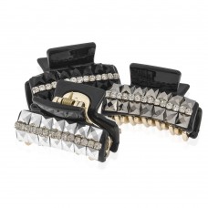 Заколка-краб для волос пластиковая со стразами (10561) вариант упаковка 6шт