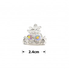 Заколка-краб для волос из металла со стразами 2.4см (11221) вариант 02