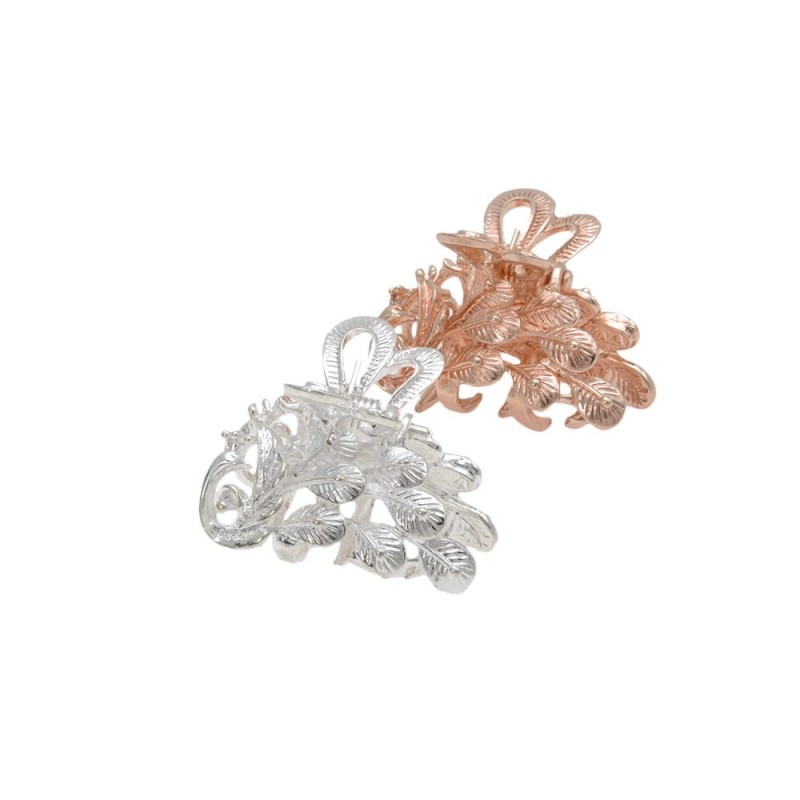 Набор заколок-крабов для волос 2.7см 12шт серебристые и золотистые (12233)