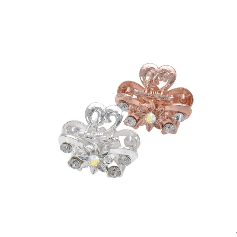 Набор заколок-крабов для волос 2.5см 12шт серебристые и золотистые (12238)