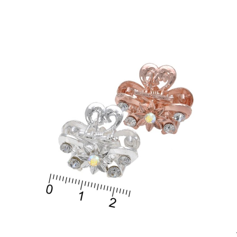 Набор заколок-крабов для волос 2.5см 12шт серебристые и золотистые (12238)