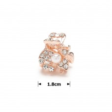 Заколка-краб для волос из металла со стразами 1.8см (12241) вариант 02