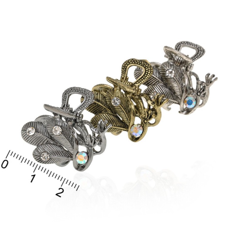 Набор заколок-крабов для волос 2.5см 12шт графитовые серебристые и золотистые (13364)