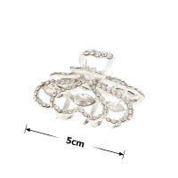 Заколка-краб для волос из металла со стразами 5см (13950) вариант 01