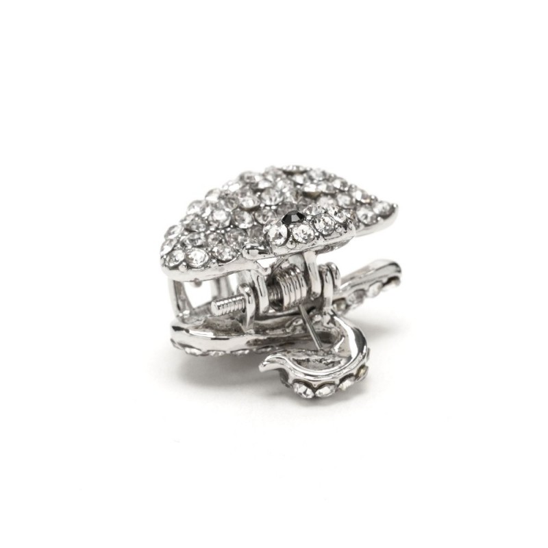 Заколка-краб для волос из металла со стразами 2см (13984) вариант 01