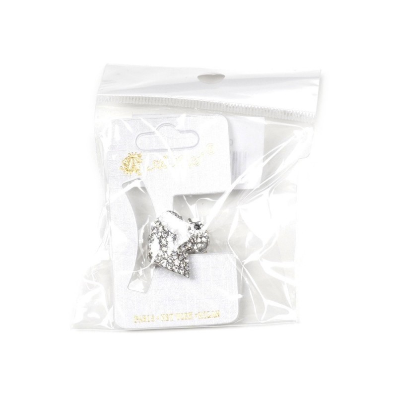 Заколка-краб для волос из металла со стразами 2см (13984) вариант 01