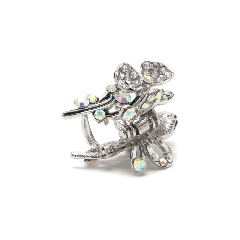 Заколка-краб для волос из металла со стразами 2.8см (13989)