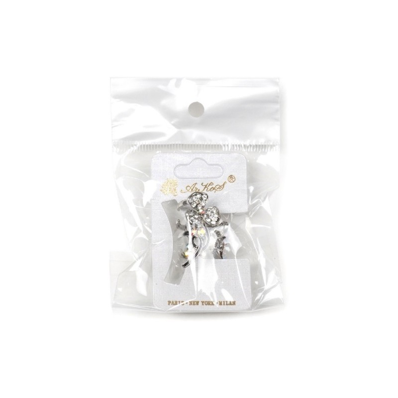 Заколка-краб для волос из металла со стразами 2.8см (13989)