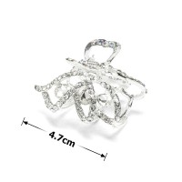 Заколка-краб для волос из металла со стразами 4.7см (14025) вариант 07