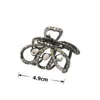 Заколка-краб для волос из металла со стразами 4.9см (14026) вариант 06