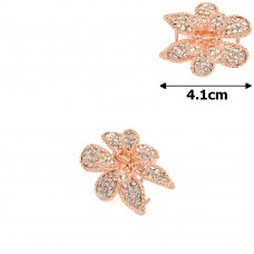 Заколка-краб для волос из металла со стразами 4см (14583) вариант 02