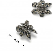 Заколка-краб для волос из металла со стразами 4см (14583) вариант 04