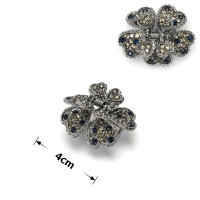 Заколка-краб для волос из металла со стразами 4см (14584)