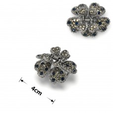 Заколка-краб для волос из металла со стразами 4см (14584)