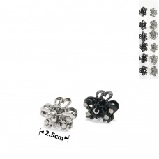 Набор заколок-крабов для волос 2.5см 12шт графитовые и чёрные (14785)