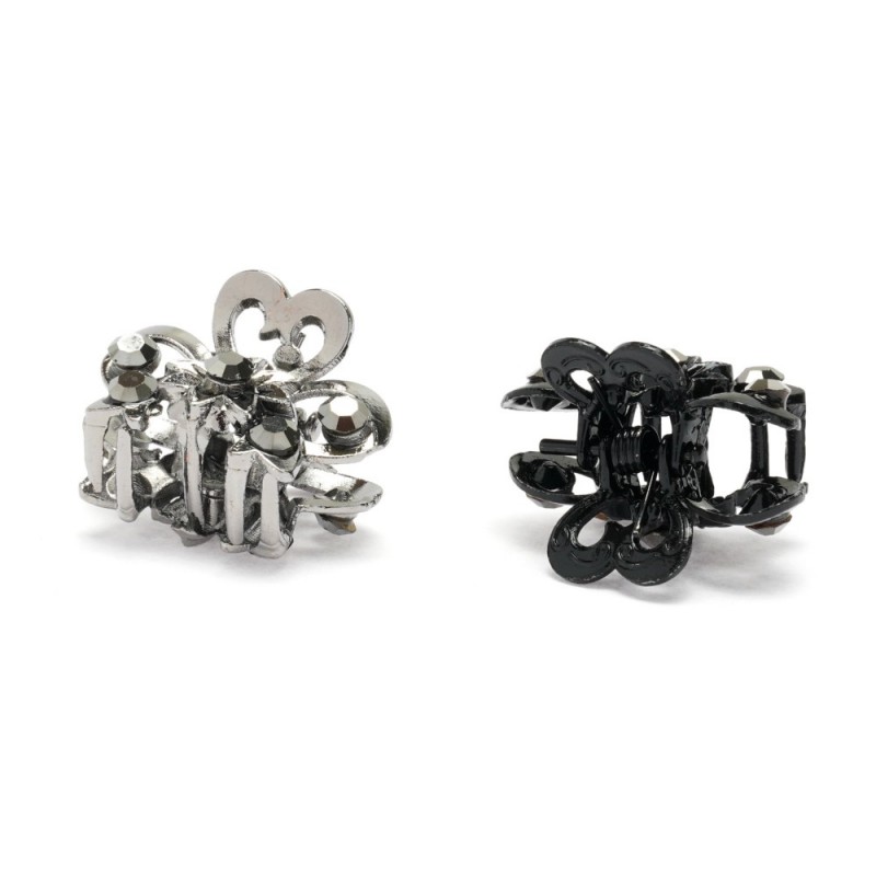 Набор заколок-крабов для волос 2.5см 12шт графитовые и чёрные (14785)