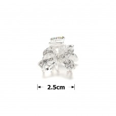 Заколка-краб для волос из металла со стразами 2.5см (14792) вариант 01