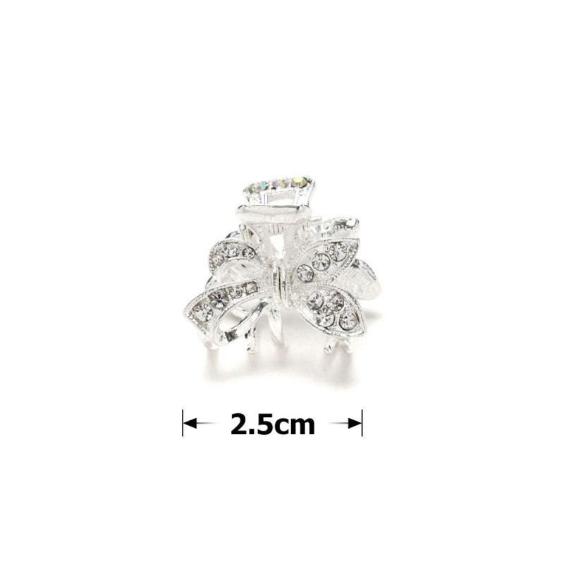 Заколка-краб для волос из металла со стразами 2.5см (14792) вариант 01