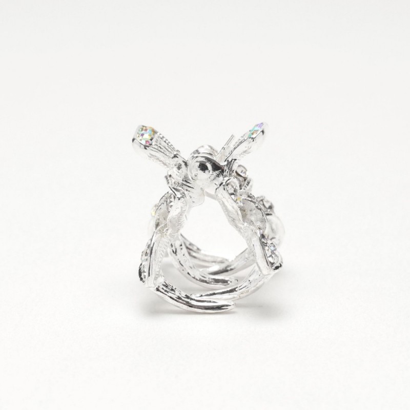 Заколка-краб для волос из металла со стразами 2.5см (14792) вариант 01