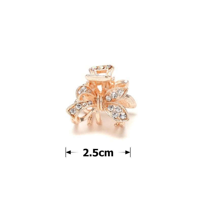 Заколка-краб для волос из металла со стразами 2.5см (14792) вариант 02