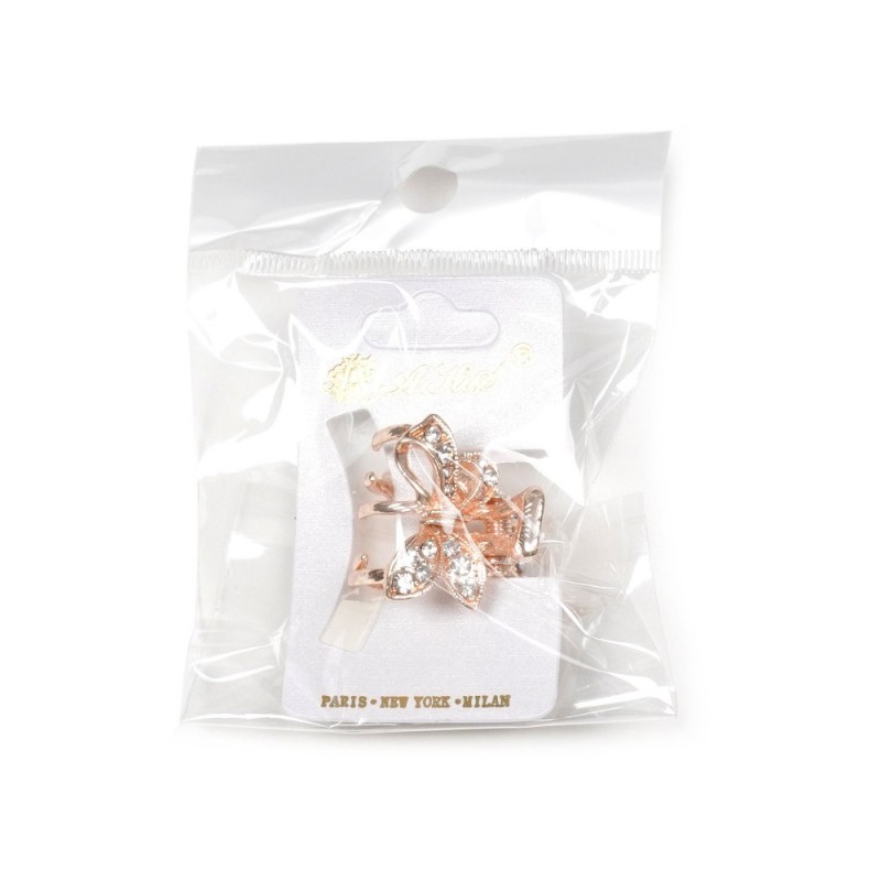 Заколка-краб для волос из металла со стразами 2.5см (14792) вариант 02