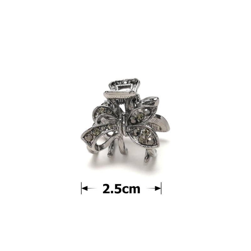 Заколка-краб для волос из металла со стразами 2.5см (14792) вариант 03