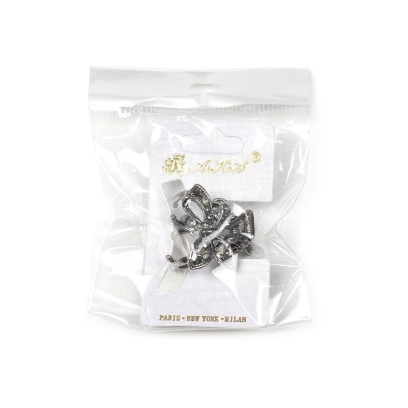 Заколка-краб для волос из металла со стразами 2.5см (14792) вариант 03