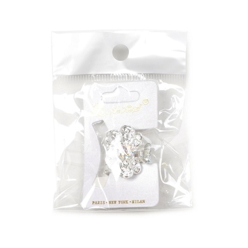 Заколка-краб для волос из металла со стразами 2.5см (14798) вариант 01