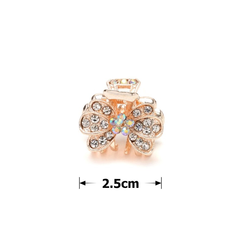 Заколка-краб для волос из металла со стразами 2.5см (14798) вариант 02