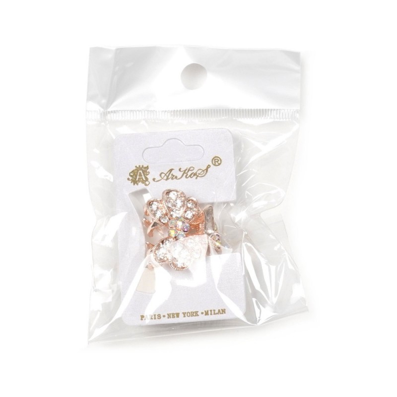 Заколка-краб для волос из металла со стразами 2.5см (14798) вариант 02