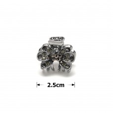 Заколка-краб для волос из металла со стразами 2.5см (14798) вариант 03