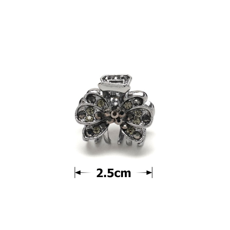 Заколка-краб для волос из металла со стразами 2.5см (14798) вариант 03