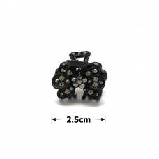 Заколка-краб для волос из металла со стразами 2.5см (14798) вариант 04