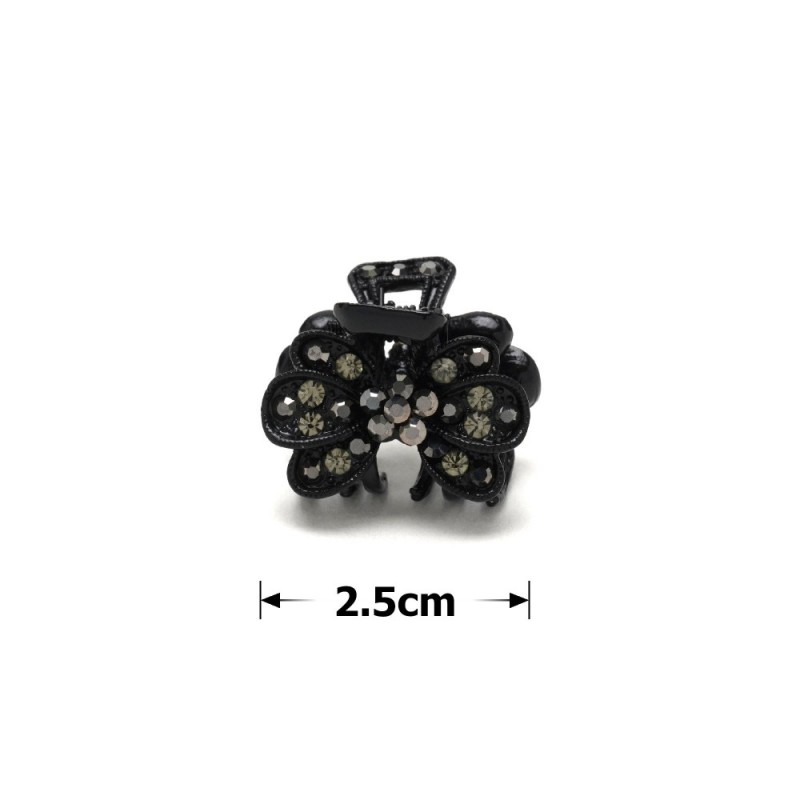 Заколка-краб для волос из металла со стразами 2.5см (14798) вариант 04