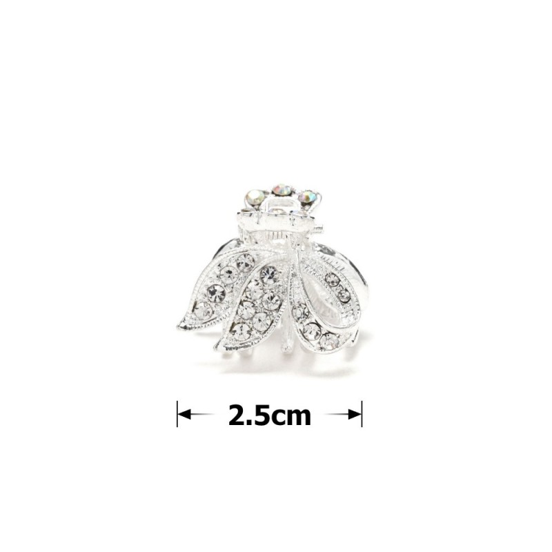 Заколка-краб для волос из металла со стразами 2.5см (14803) вариант 01