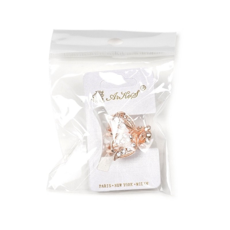 Заколка-краб для волос из металла со стразами 2.5см (14803) вариант 02