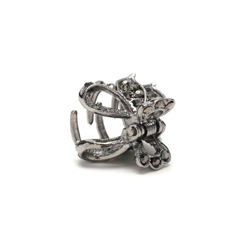 Заколка-краб для волос из металла со стразами 2.5см (14803) вариант 03